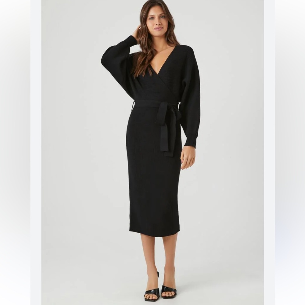 NWT Forever 21 Black‎ Midi Sweater Dress Black